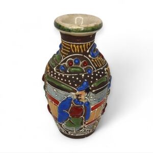 Vintage Japanese Hand Painted Miniature‎ Satsuma Geisha Moriage Vase